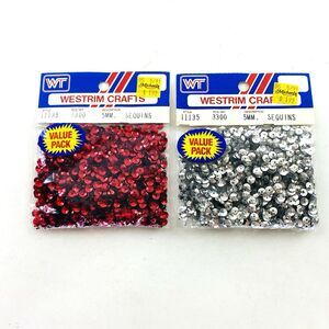 Vintage Westrim Crafts 5mm Sequins Value Pack Red Silver costume sewing NOS 1991